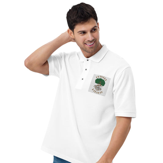 White Twisted Kinship Men's Premium Polo