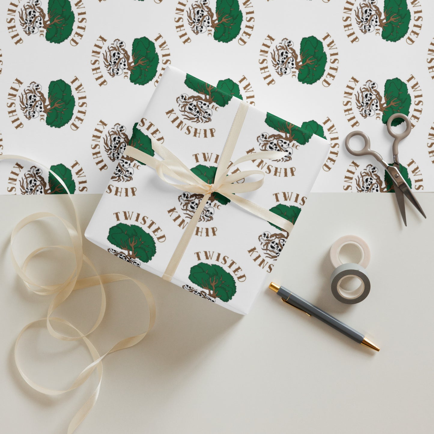 White Twisted kinship Wrapping paper