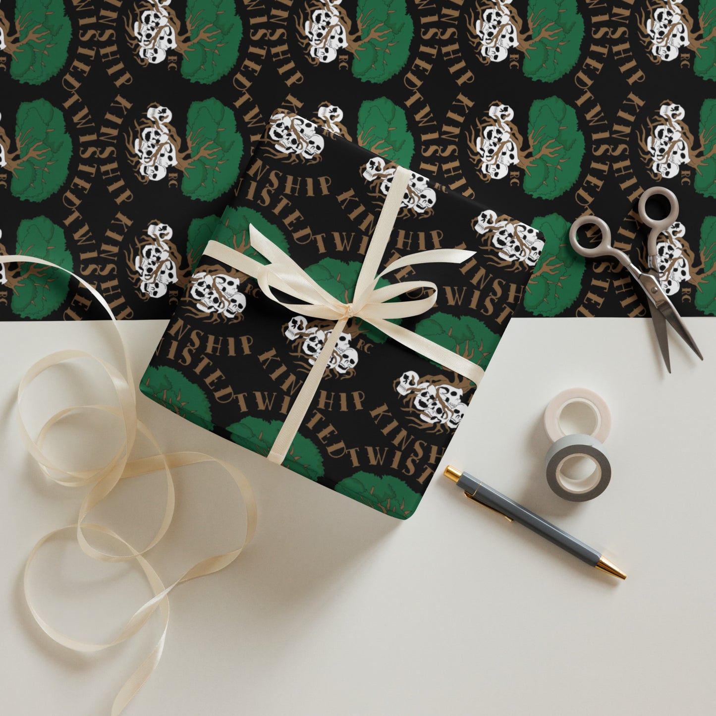 Black Twisted Kinship Wrapping paper